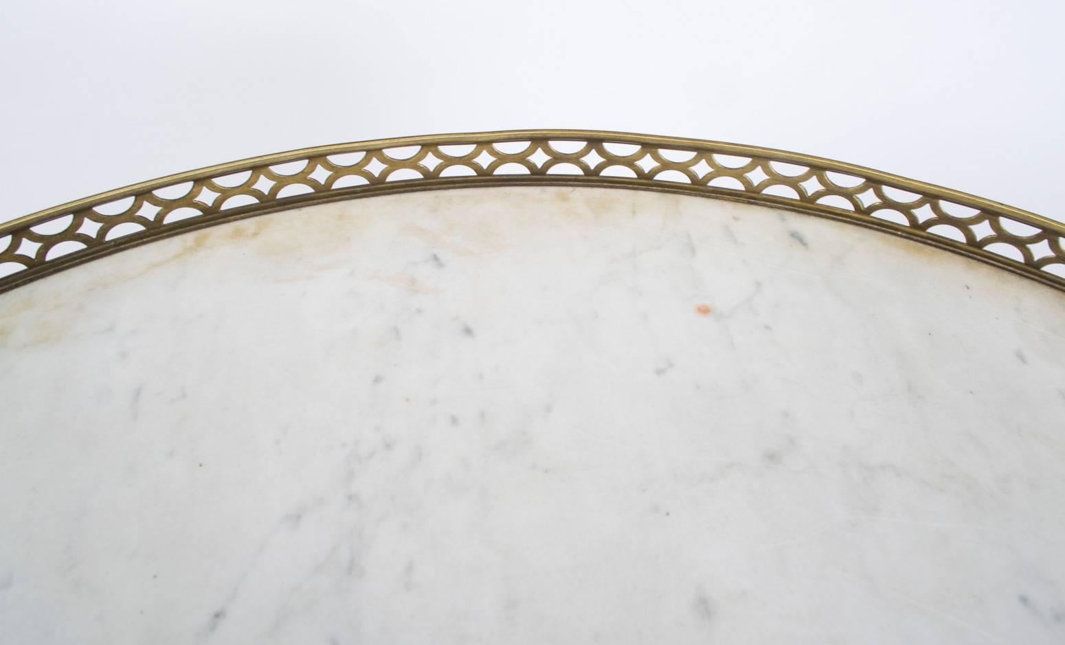 Brass 19th Century French Empire White Marble & Ormolu Occasional Table