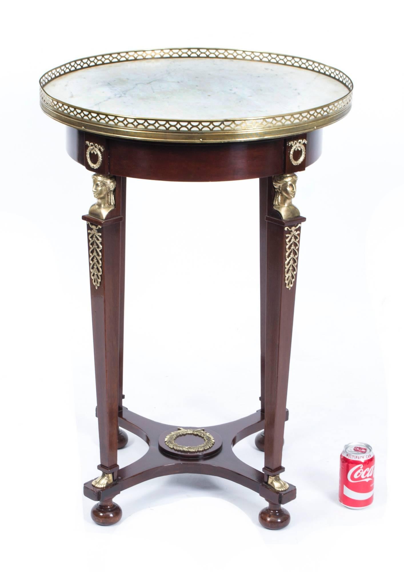 19th Century French Empire White Marble & Ormolu Occasional Table 4