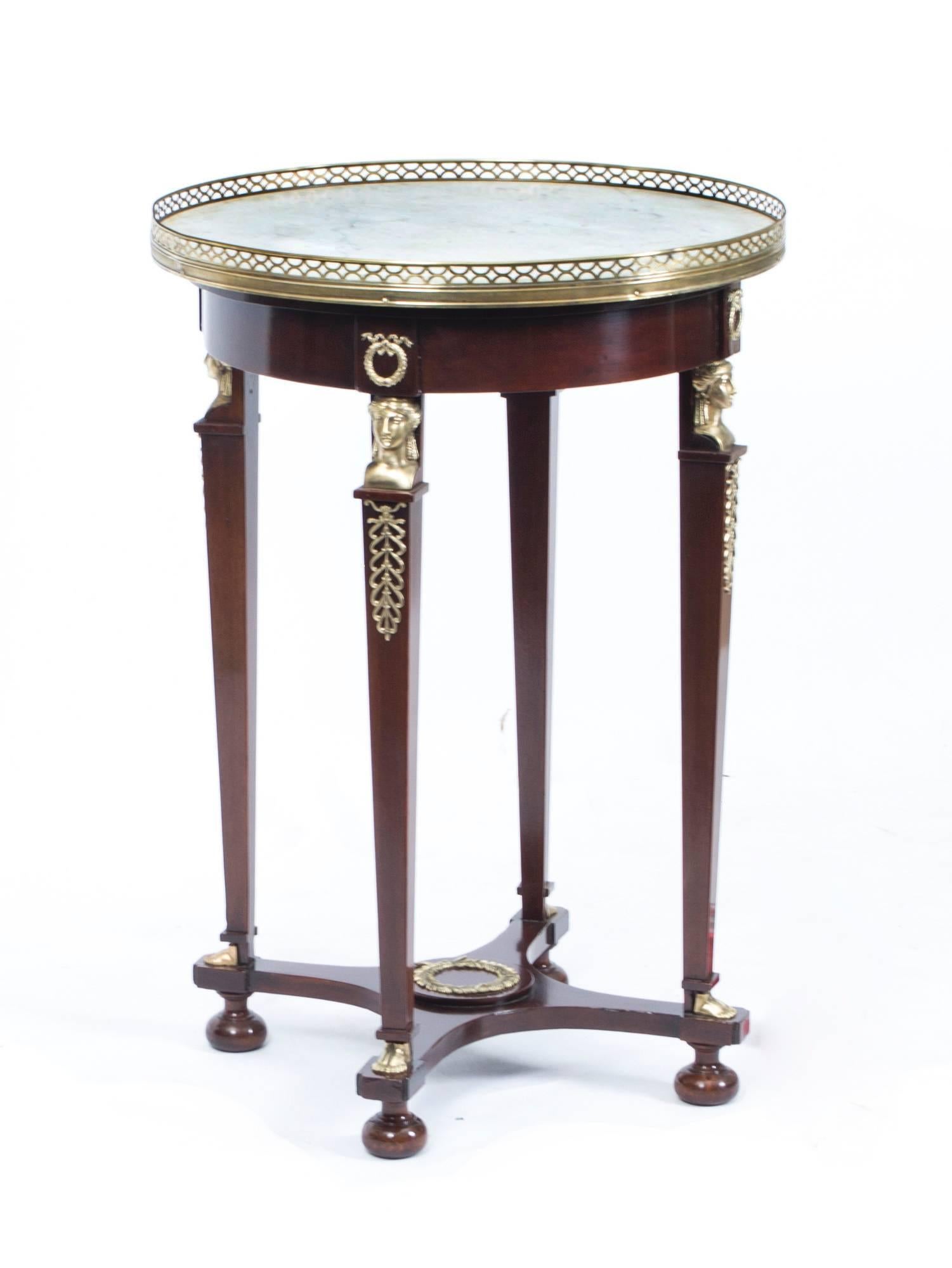 19th Century French Empire White Marble & Ormolu Occasional Table 5