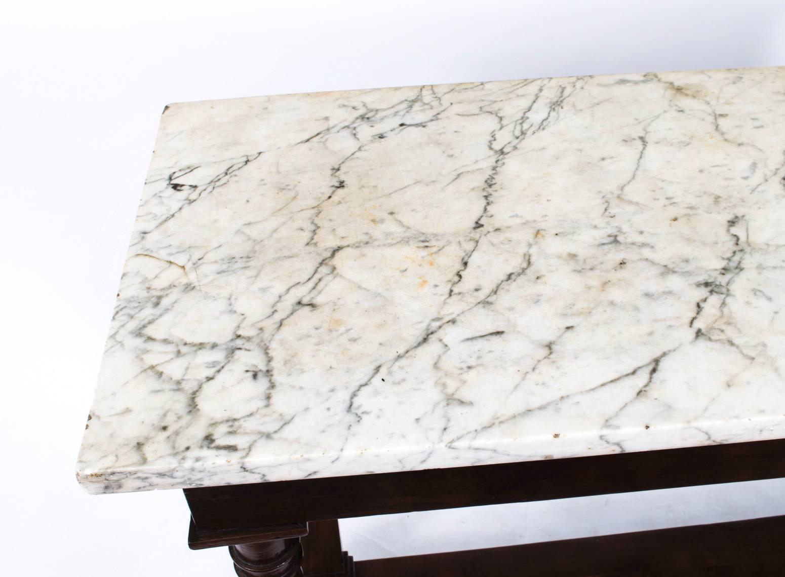Antique French Empire Console Table Carrara Marble, circa 1810 at 1stDibs