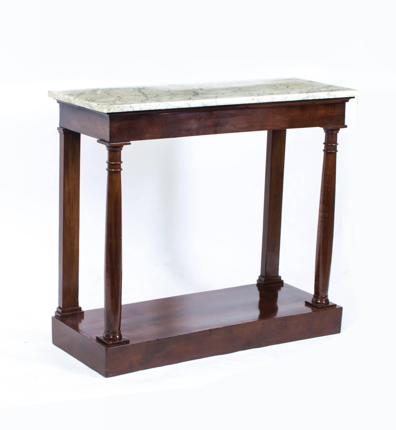 Antique French Empire Console Table Carrara Marble, circa 1810 at 1stDibs