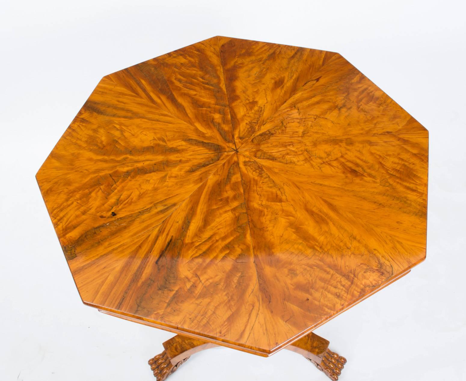 French 19th Century Louis Philippe Satinwood Octagonal Occasional Table