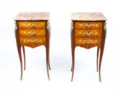 Antique Pair of French Marquetry Bedside Chests, circa 1900