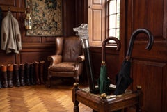 Antique Silver Boar Head Walking Stick Cane Duchy Luxembourg 19th Century