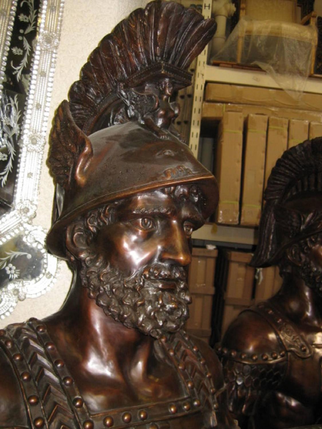Magnificent Pair of Huge Bronze Roman Soldier Statues For Sale at 1stdibs