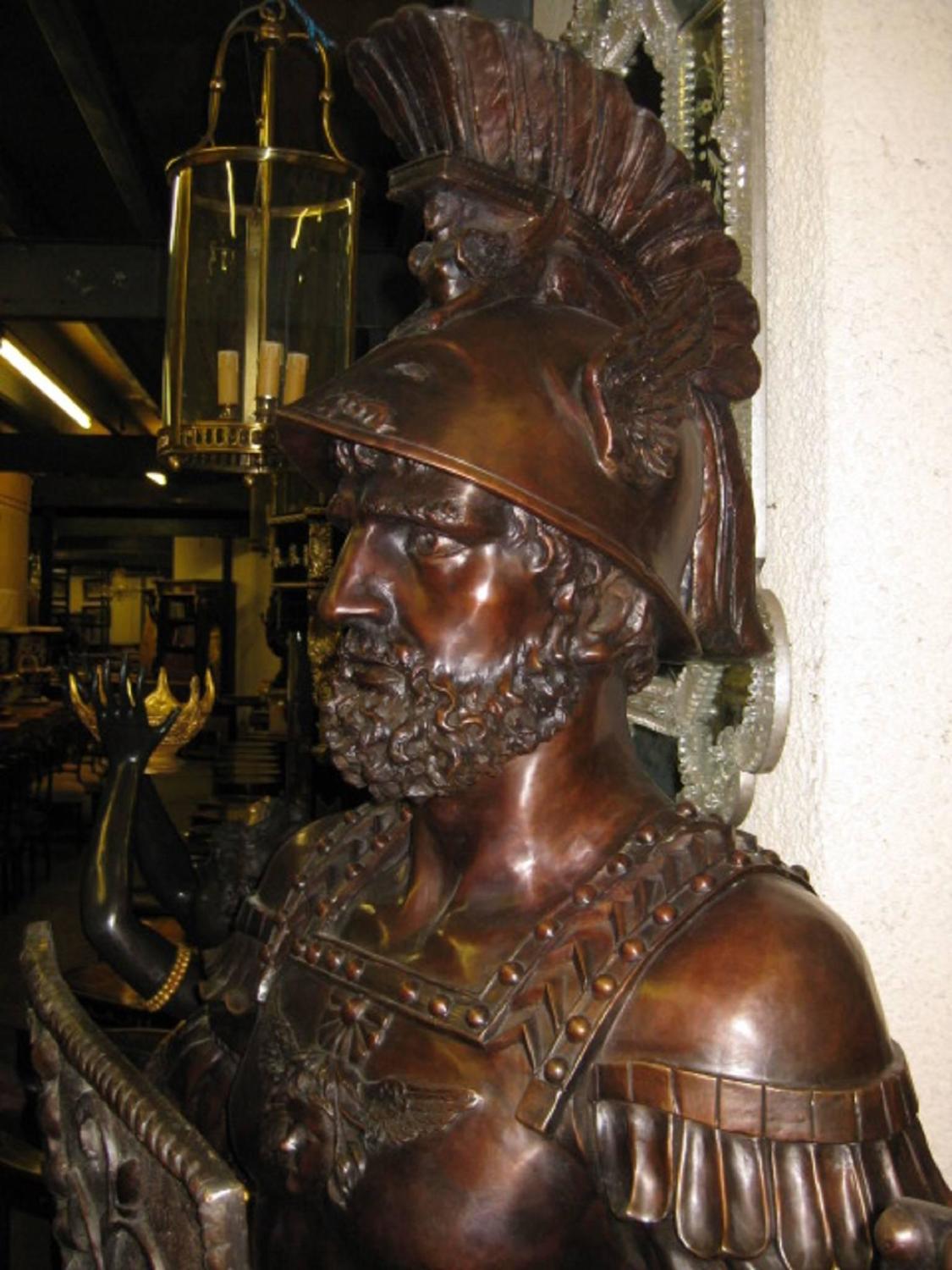 Magnificent Pair of Huge Bronze Roman Soldier Statues For Sale at 1stdibs