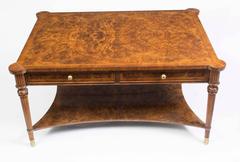 Elegant Burr Walnut Coffee Table with Four Drawers