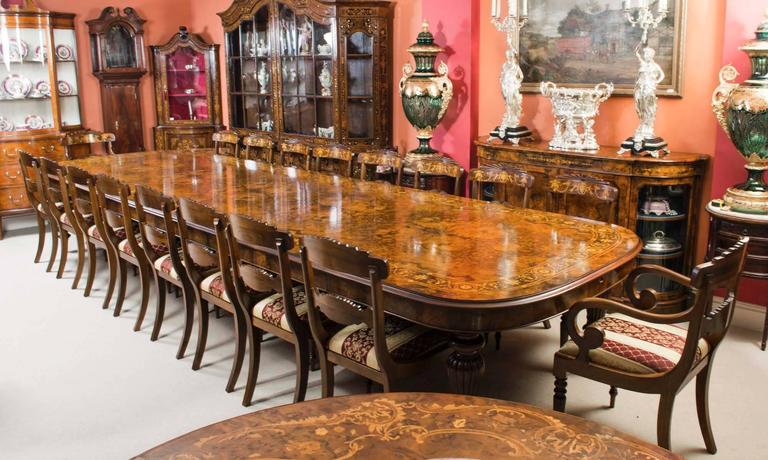 Huge Bespoke Handmade 17ft Marquetry Burr Walnut Dining Table