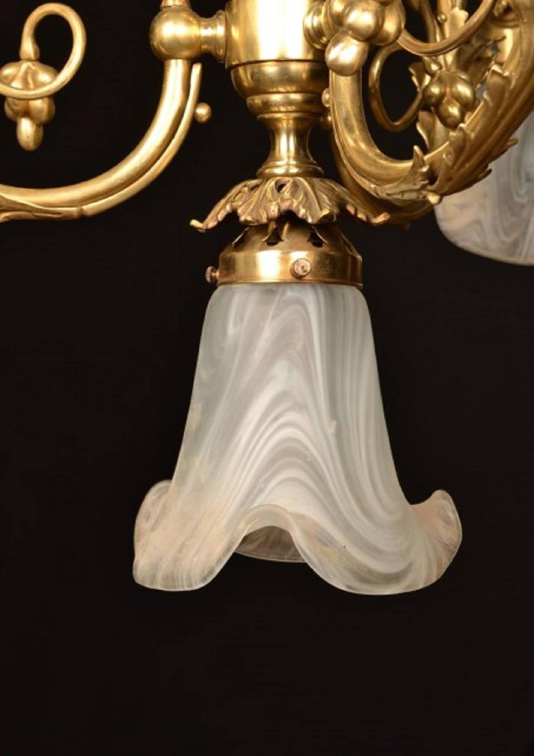 Early 20th Century Art Nouveau Four Light Brass Chandelier For Early 20th Century Art Nouveau Four Light Brass Chandelier For At 1stdibs