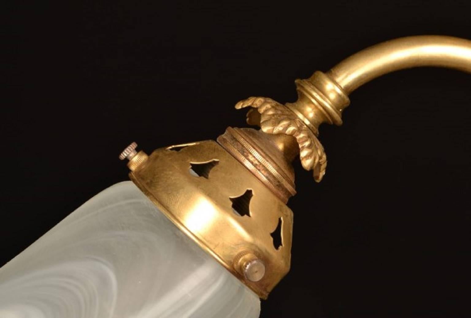 Early 20th Century Art Nouveau Four-Light Brass Chandelier 2