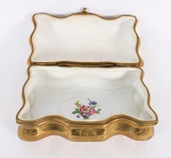 Antique Large French Sevres Golden Porcelain Casket 19th Century