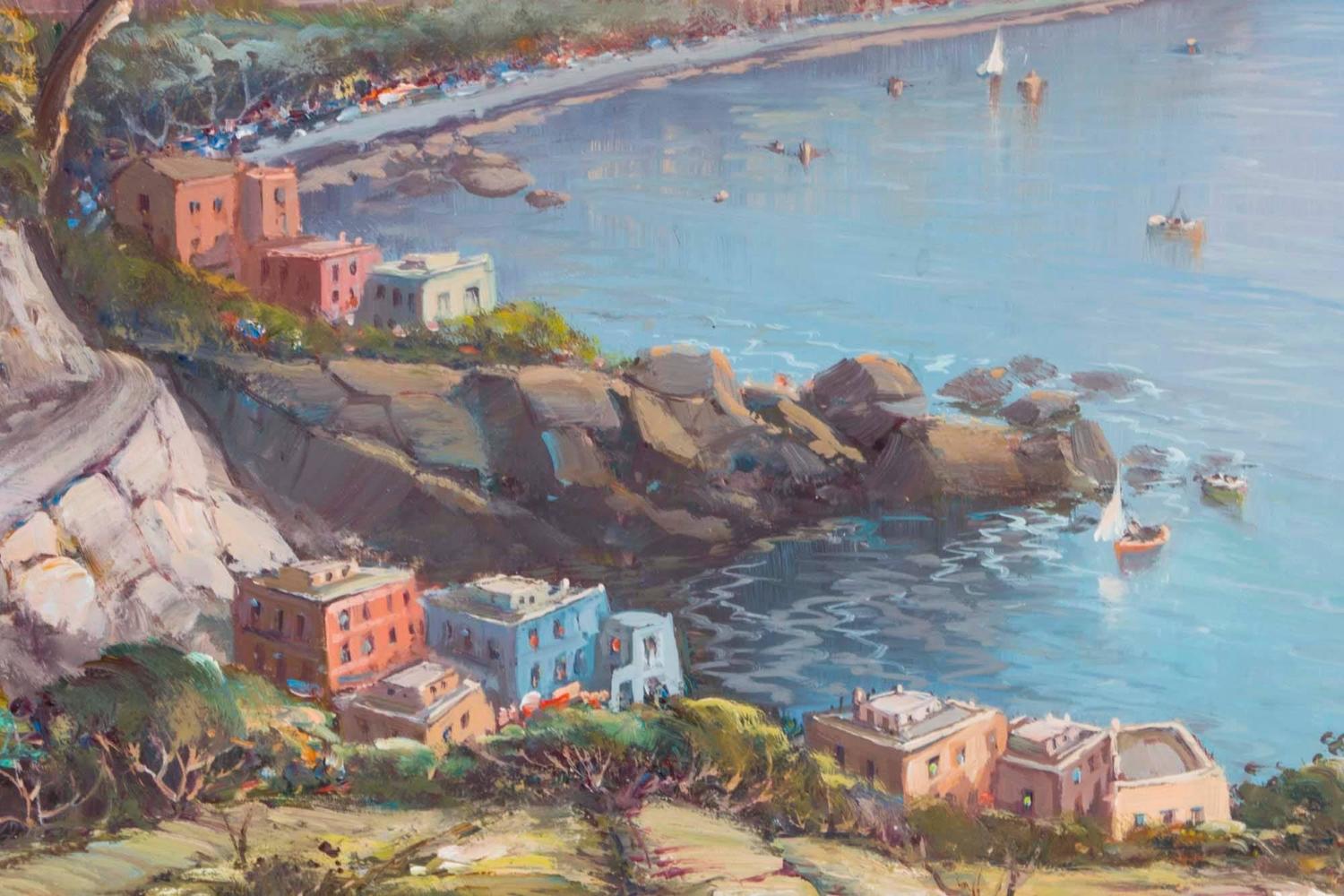 Vintage Oil Painting of the Bay of Naples For Sale at 1stdibs