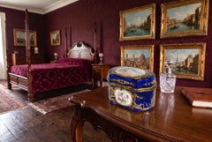Antique French Cobalt Blue Sevres Porcelain Jewellery Casket 19th Century