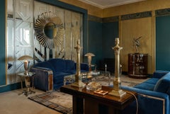 Paire de lampes de table en bronze à colonnes corinthiennes, milieu du 20e siècle