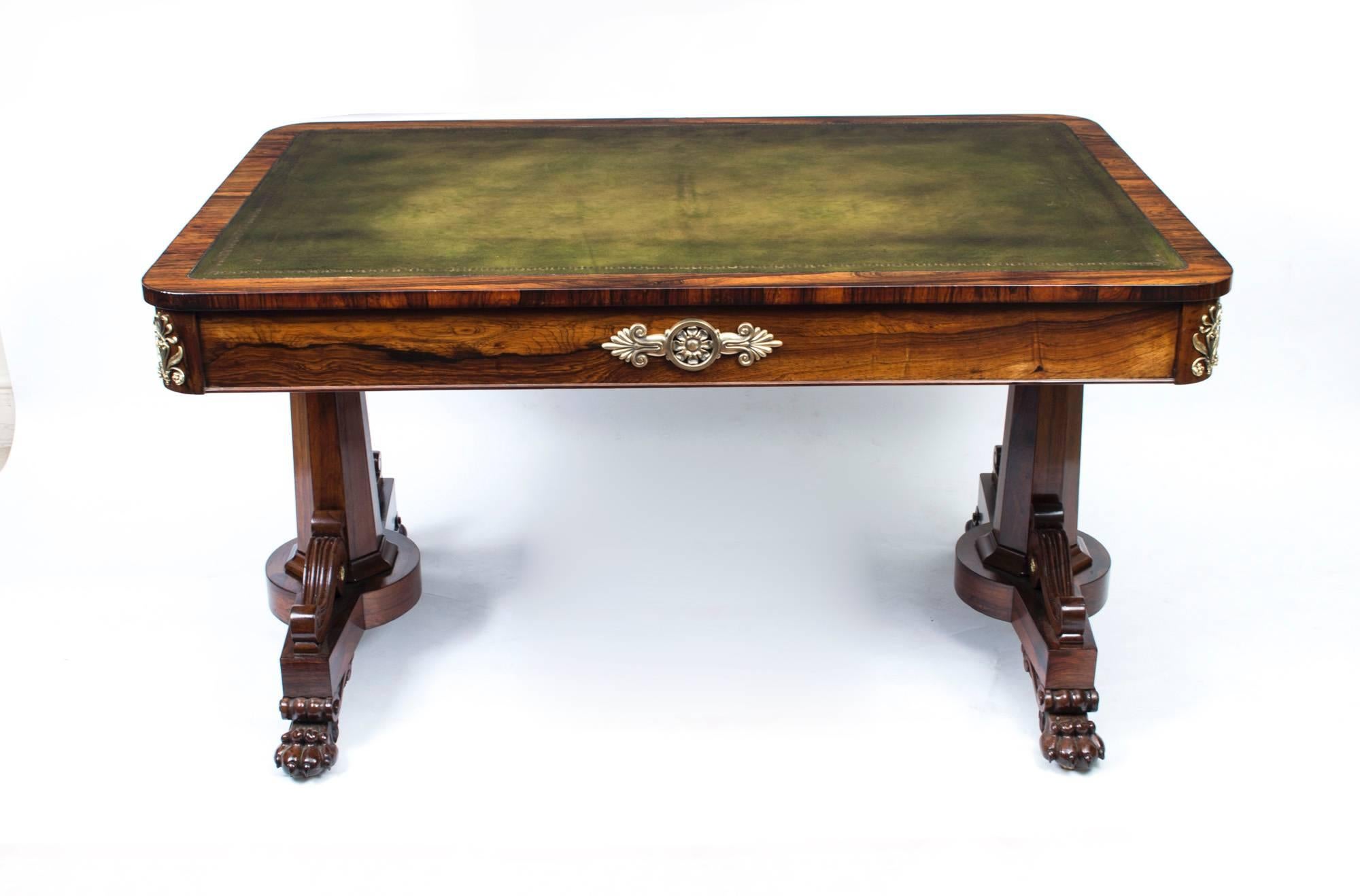Antique Regency Rosewood Writing Library Table, circa 1820 2