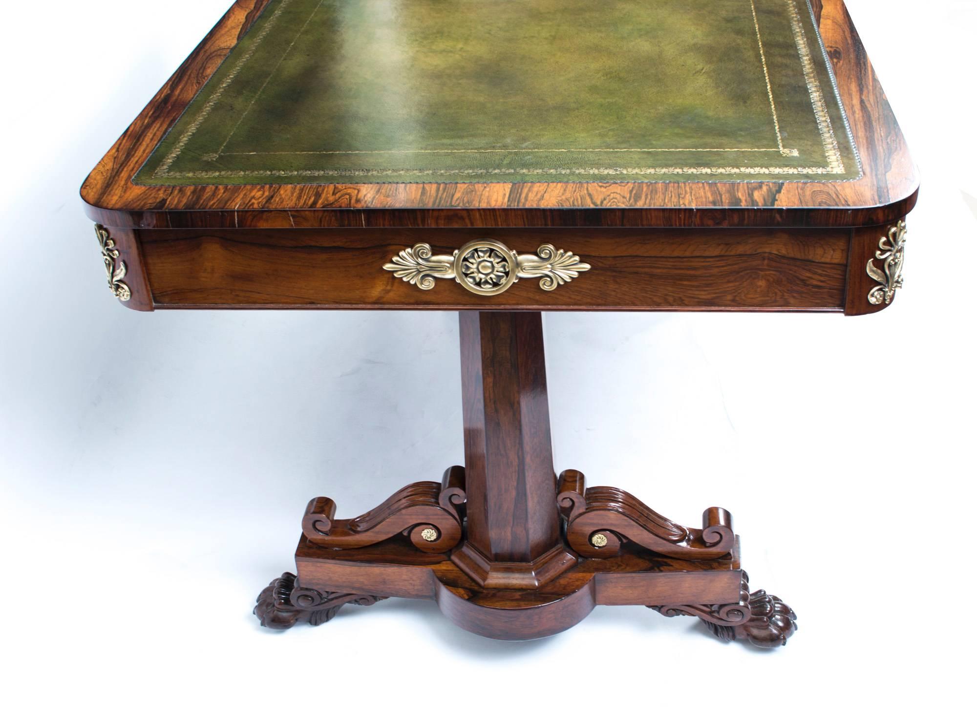 Antique Regency Rosewood Writing Library Table, circa 1820 3