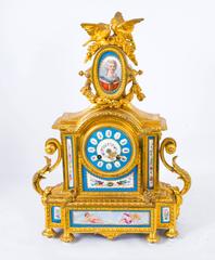 19th Century French Ormolu Sevres Porcelain Mantel Clock