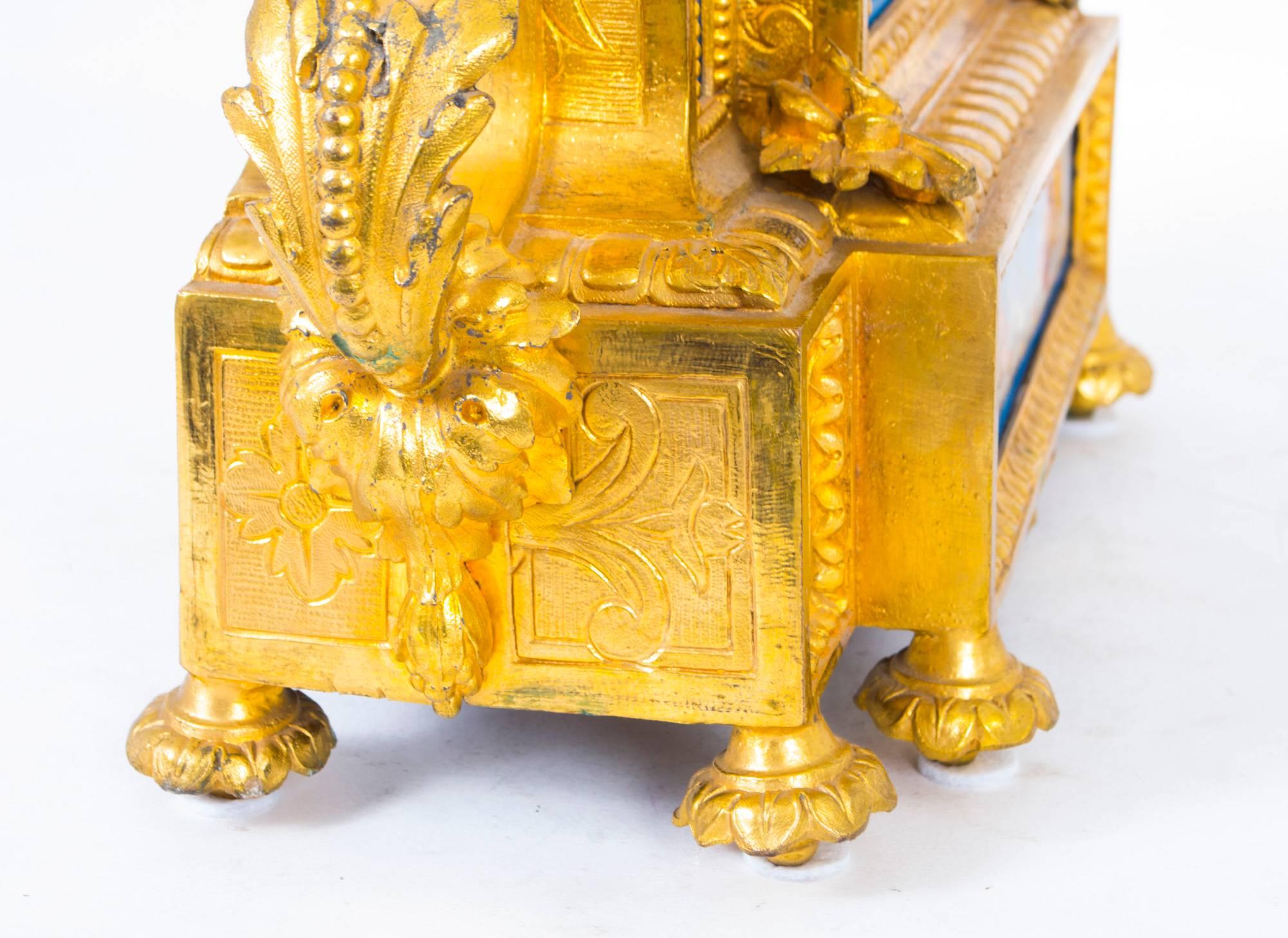 19th Century French Ormolu Sevres Porcelain Mantel Clock In Excellent Condition In London, GB