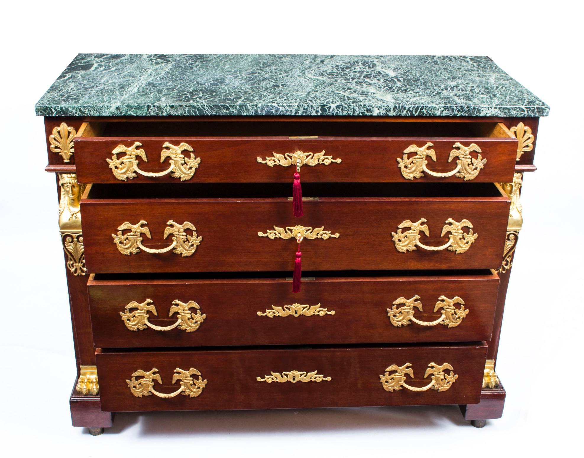 Late 19th Century Antique French Empire Commode Chest Marble-Top, circa 1880