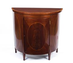 Antique Half-Moon Sheraton Mahogany Inlaid Commode