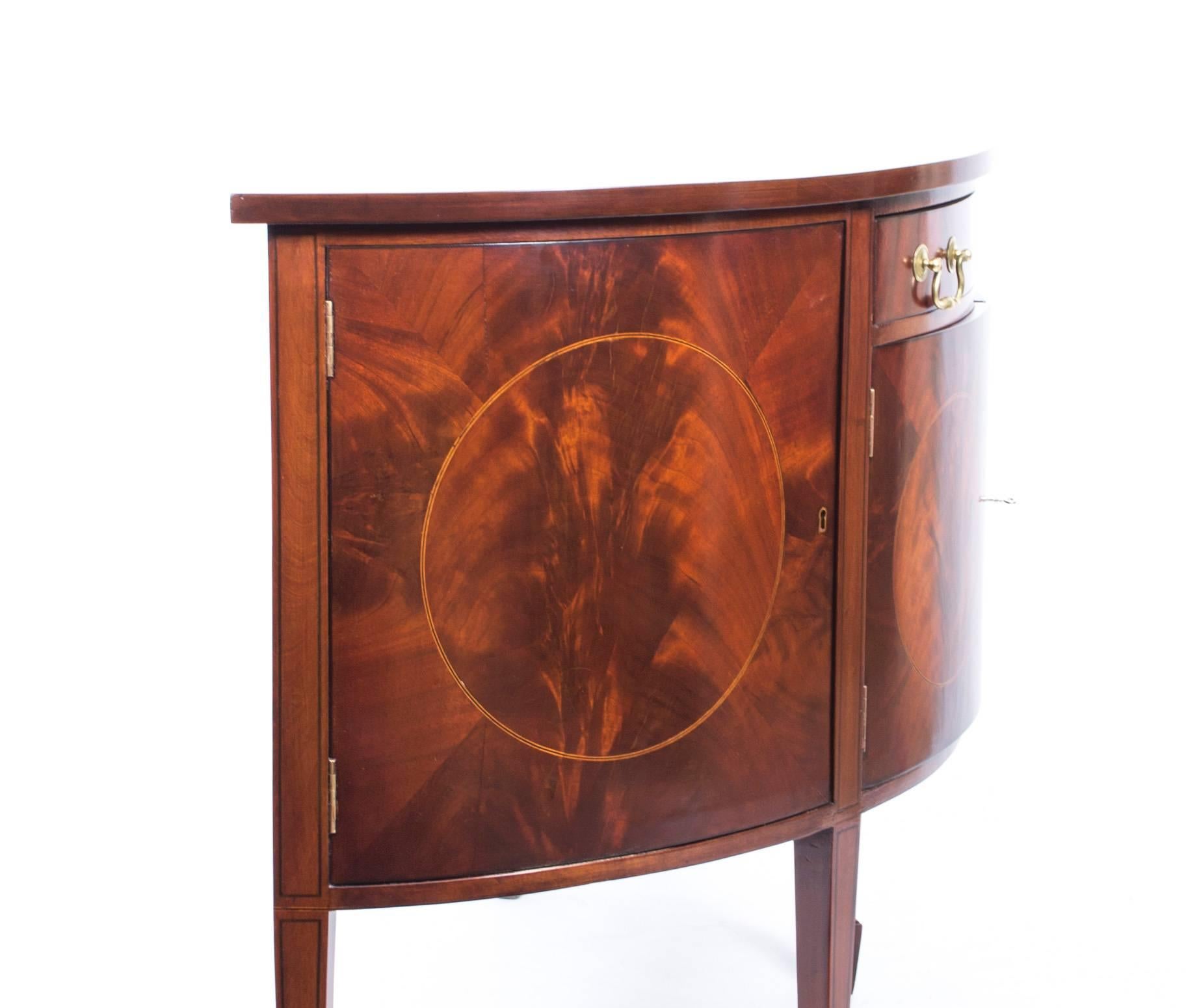 Boxwood Antique George III Half-Moon Mahogany Side Cabinet, circa 1780