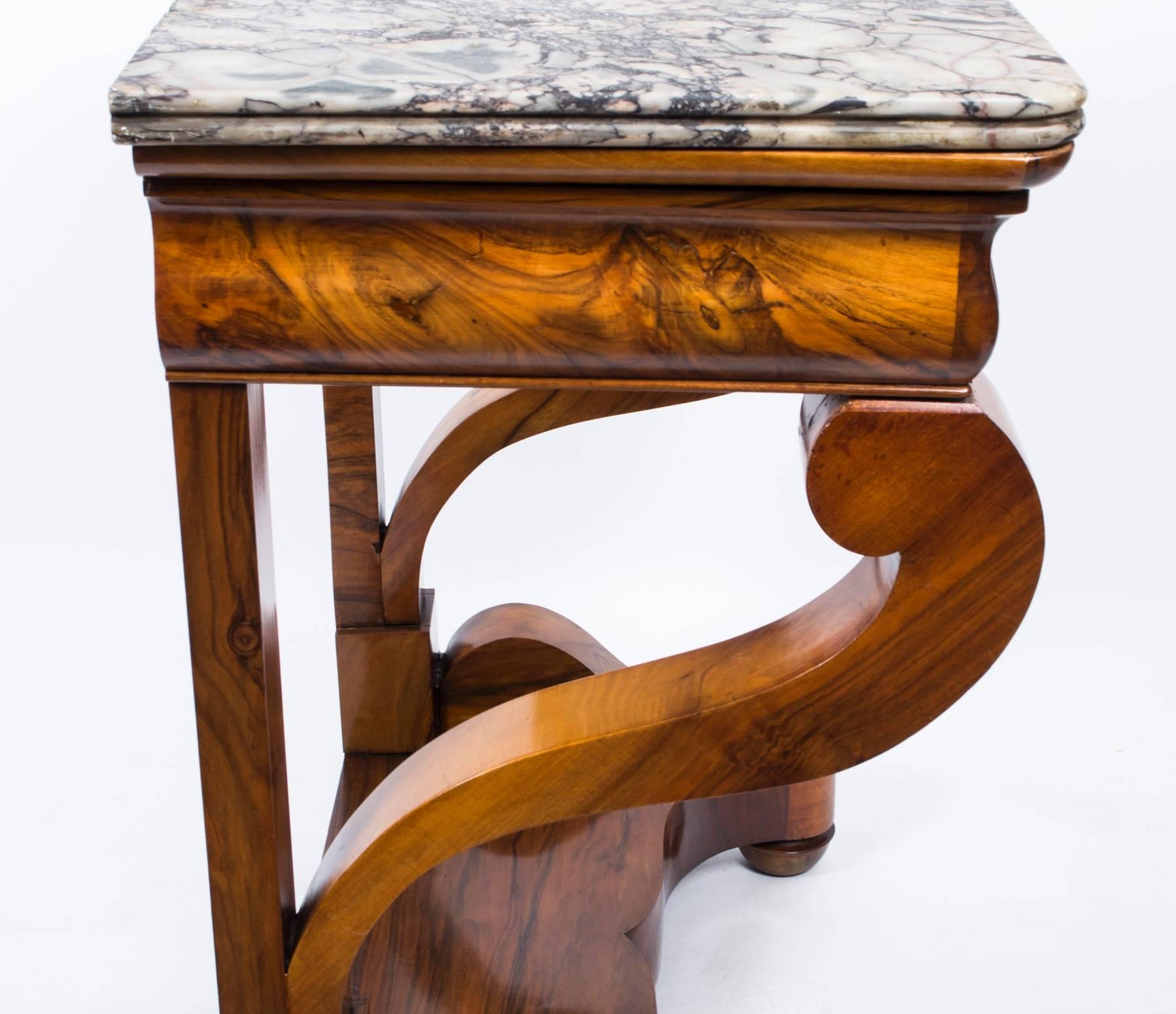 19th Century Charles X Period Walnut Console Table 1