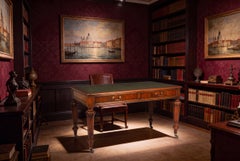 Antique Victorian Partners Writing Library Table Desk 19th Century
