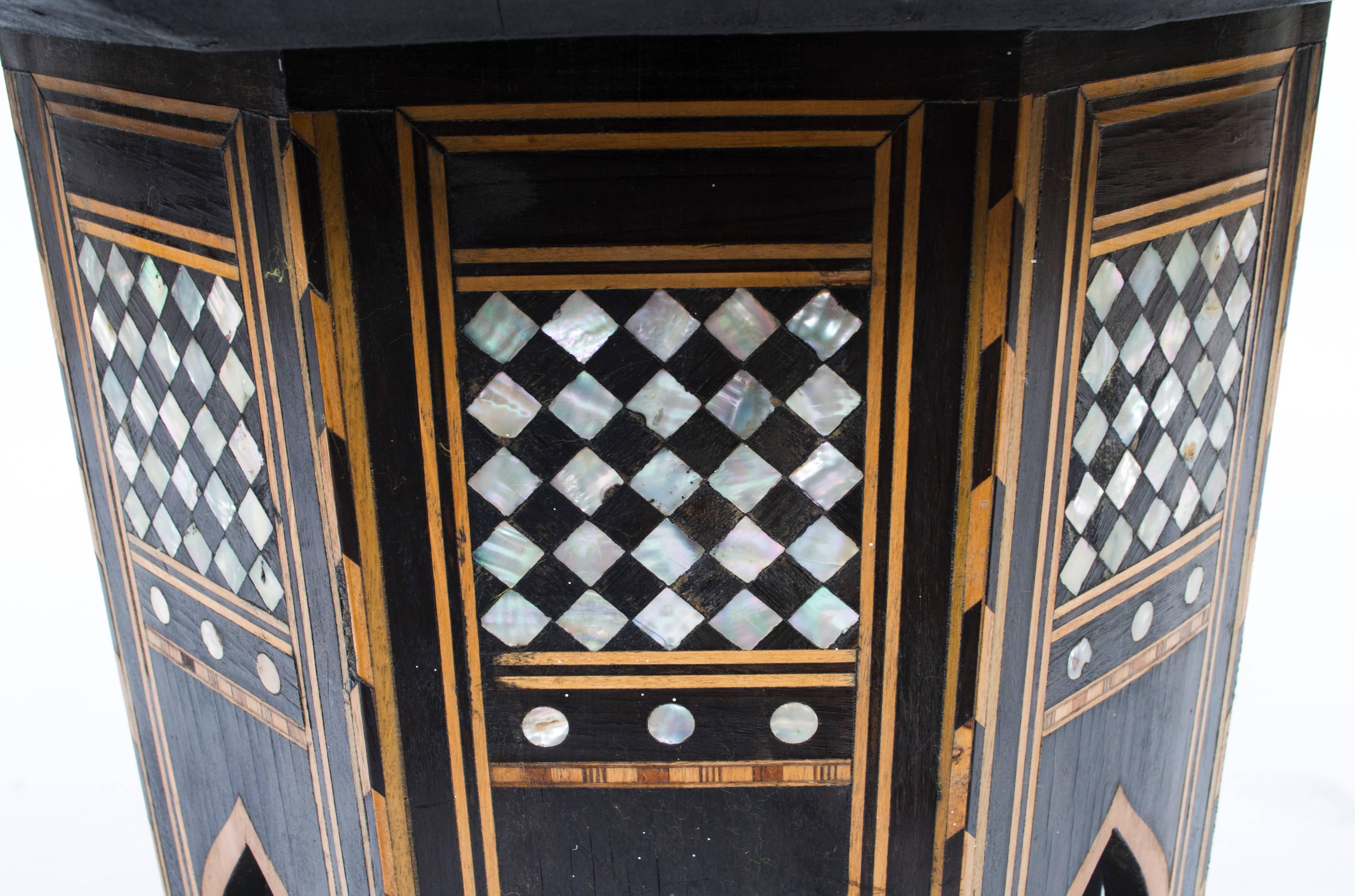 Antique Persian Inlaid Octagonal Occasional Table, circa 1900 1