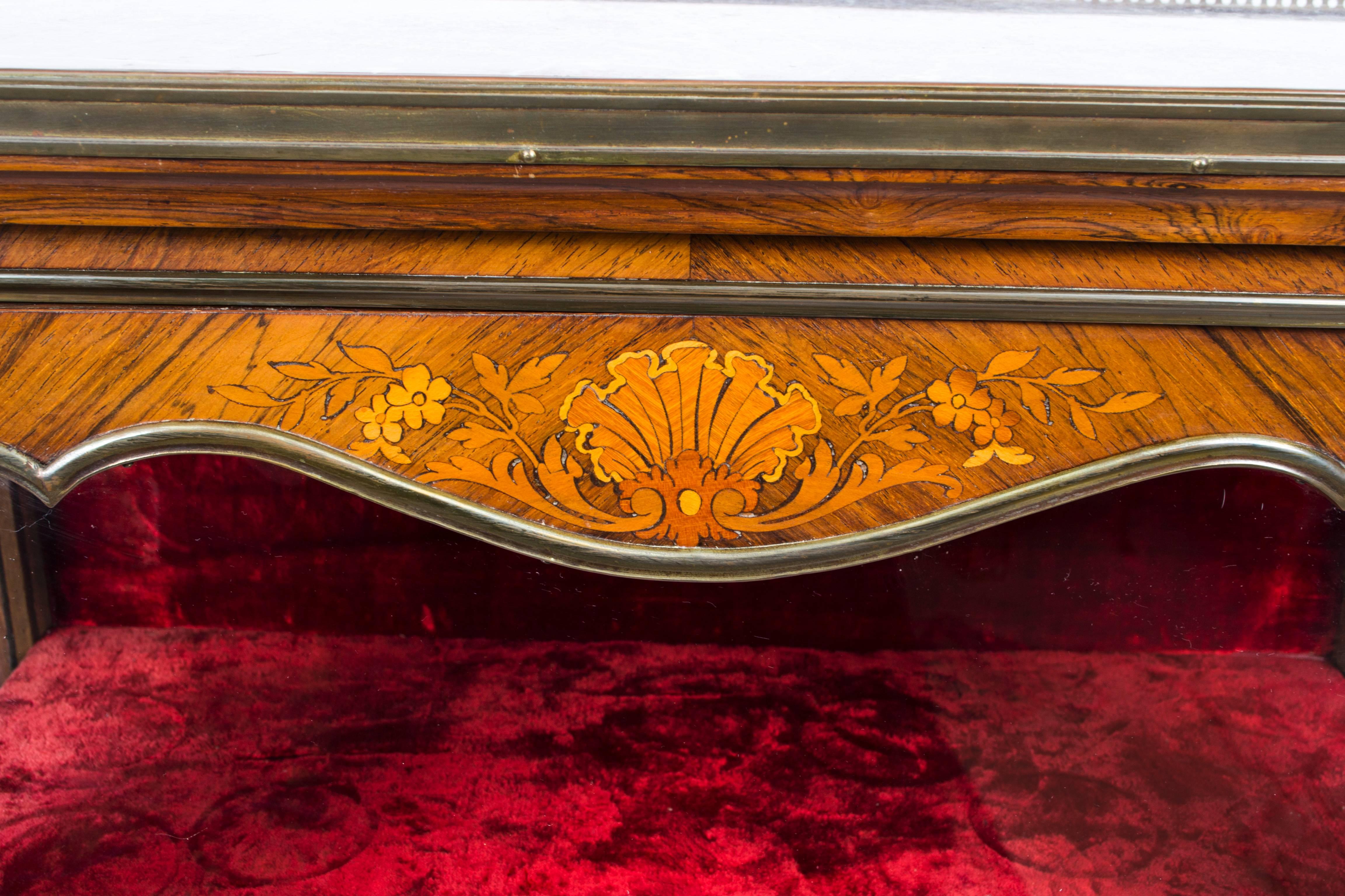 19th Century French Kingwood and Marquetry Display Cabinet In Excellent Condition In London, GB