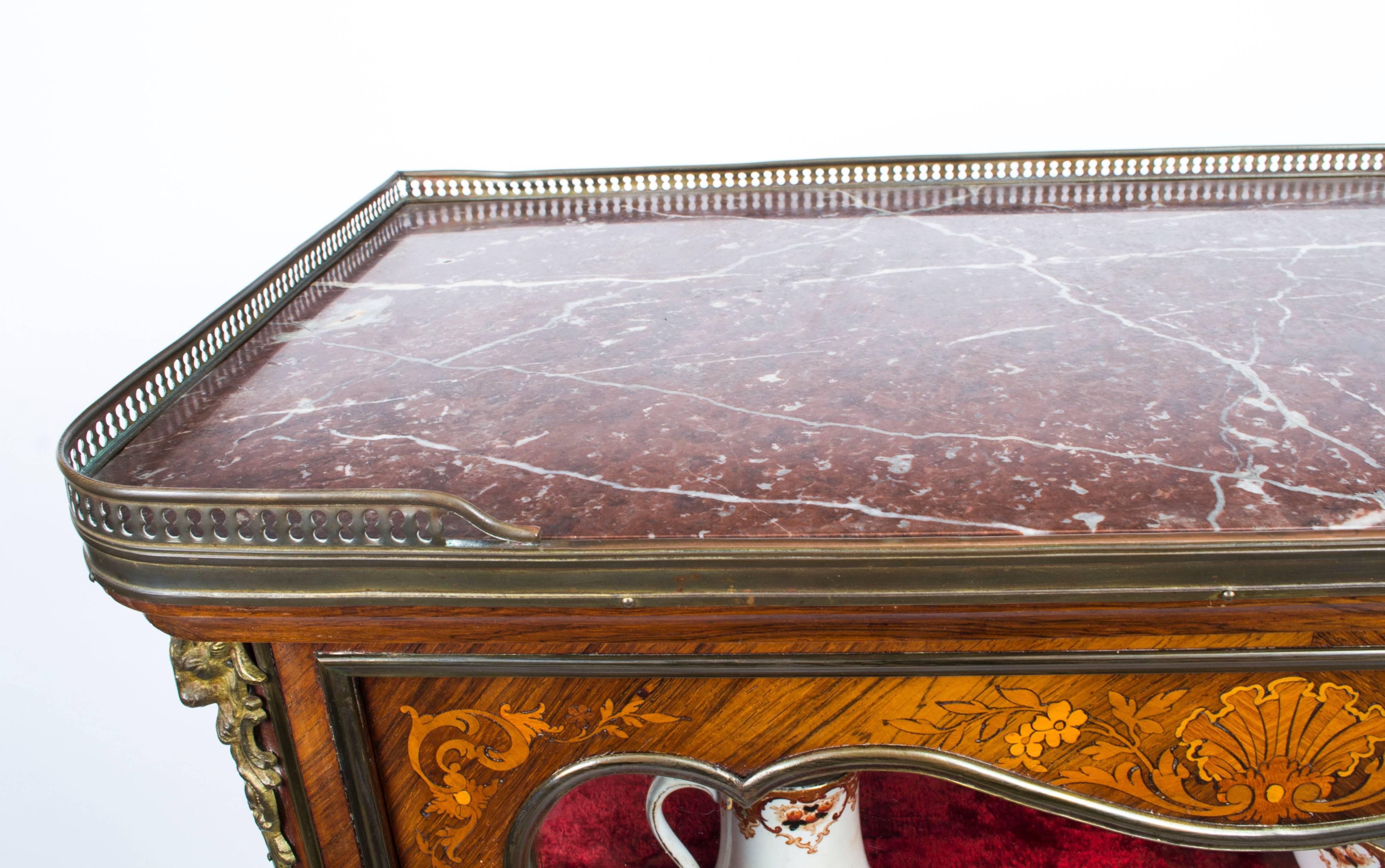 Late 19th Century 19th Century French Kingwood and Marquetry Display Cabinet