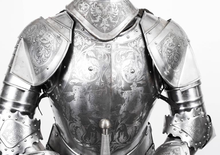Vintage 16th Century Style Complete Suit of Armour Engraved at 1stdibs