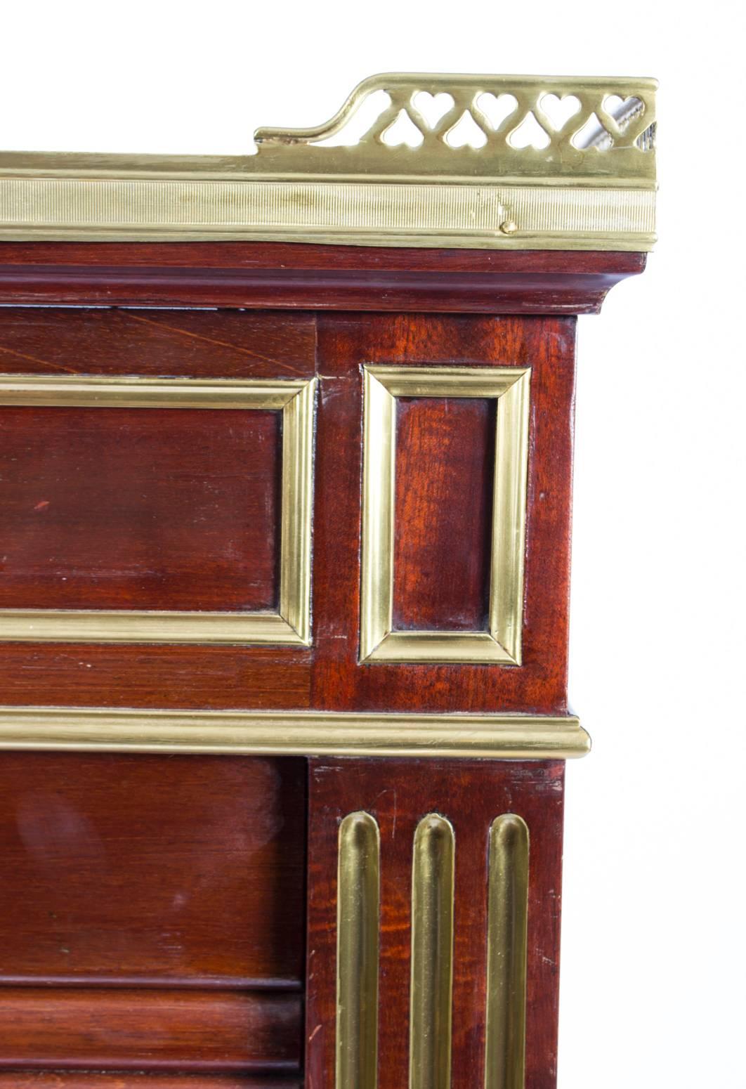19th Century French Brass Inlaid Tambour Front Cabinet 4