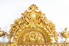 Antique Giltwood Overmantel Rococo Cushion Mirror, circa 1870