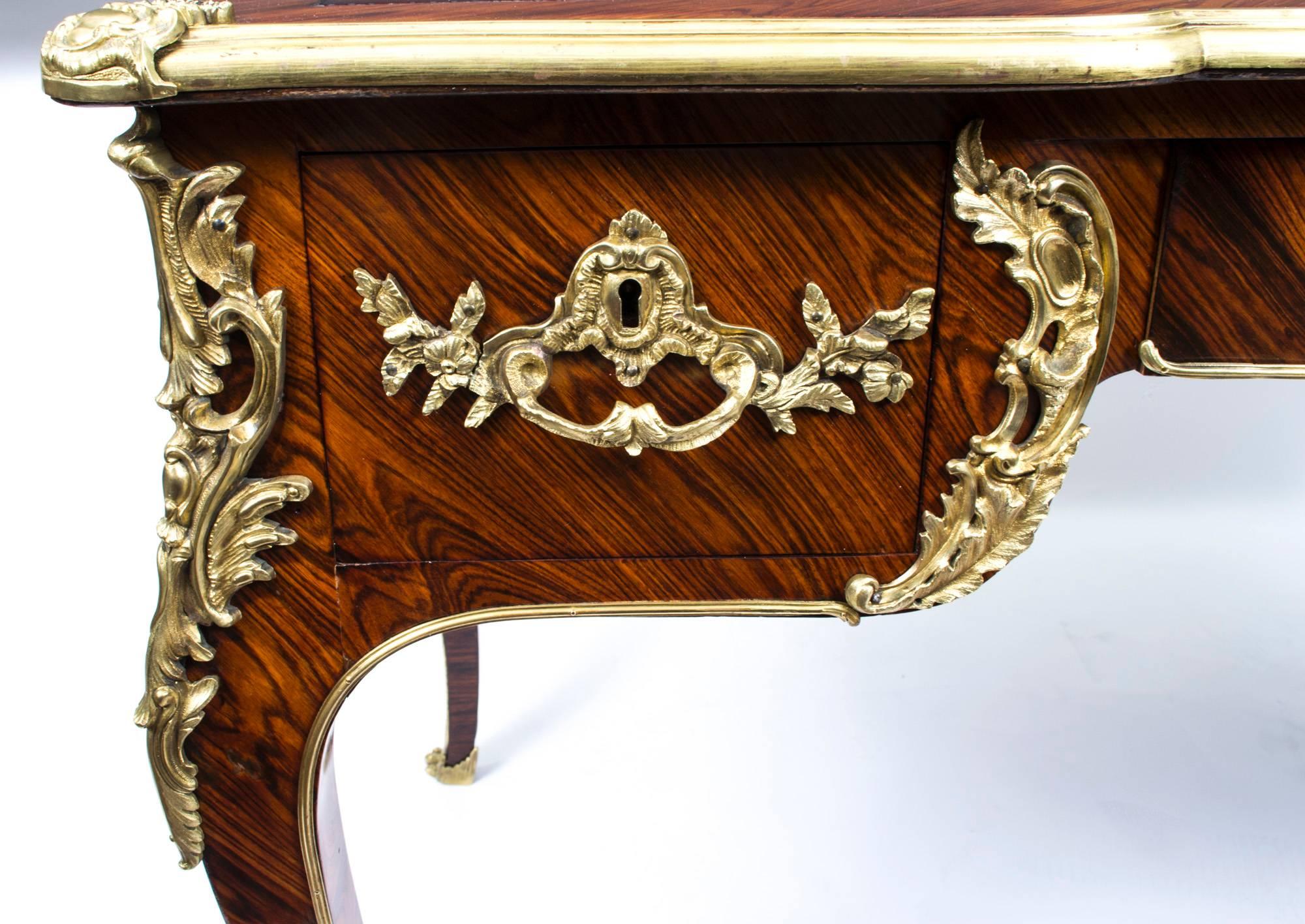 Antique Louis XV Kingwood Writing Table Bureau Plat, circa 1880 In Excellent Condition In London, GB