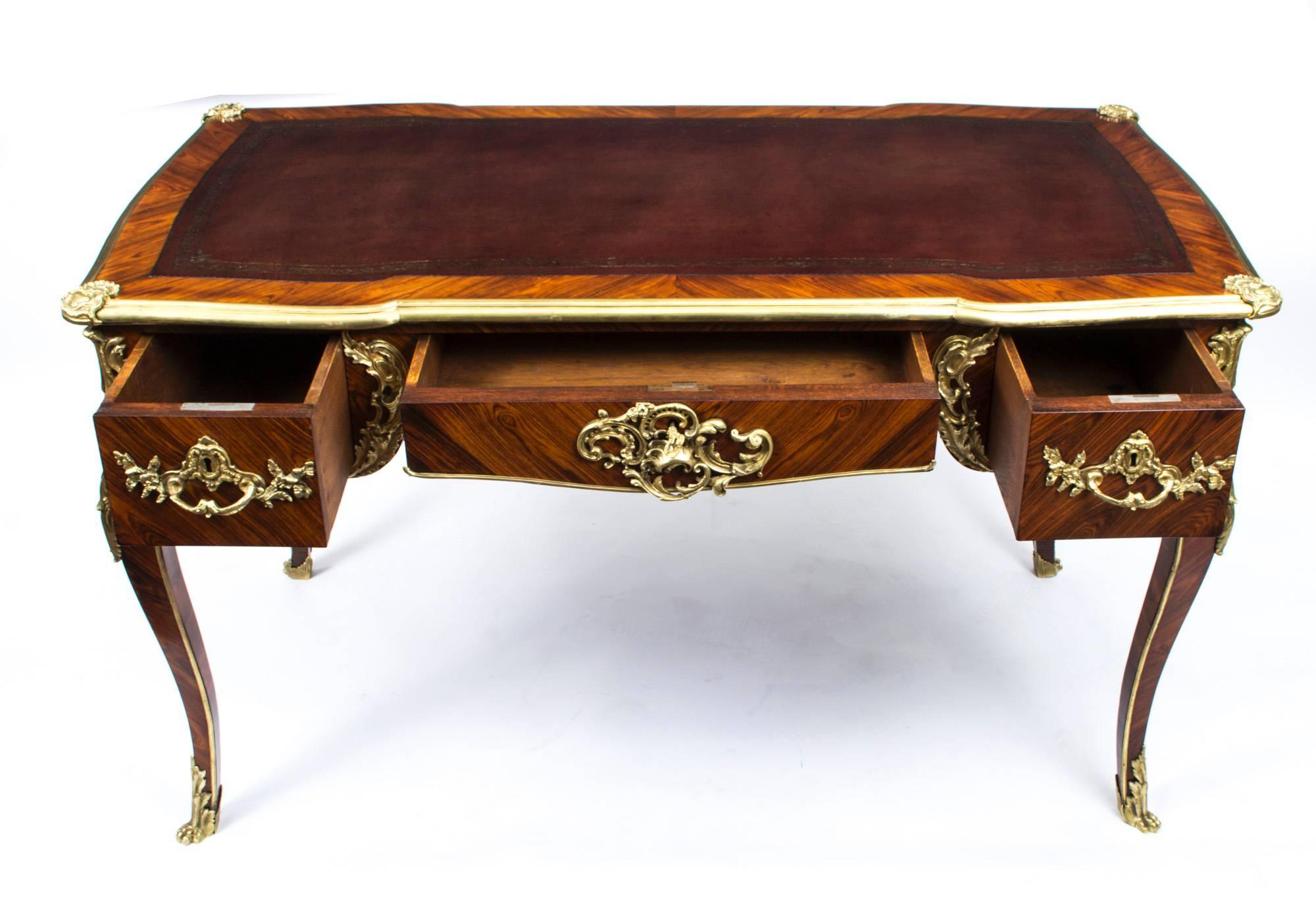 Antique Louis XV Kingwood Writing Table Bureau Plat, circa 1880 3