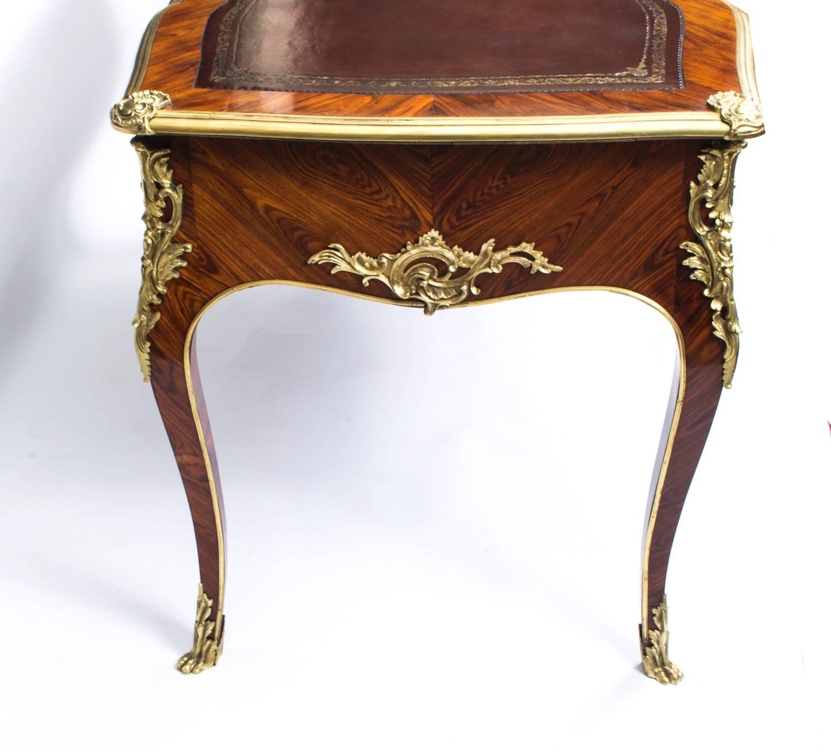 Antique Louis XV Kingwood Writing Table Bureau Plat, circa 1880 4