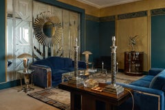 Paire de lampes de table vintage du XXe siècle, de 2ft, en métal argenté et agate, en forme de colonnes corinthiennes