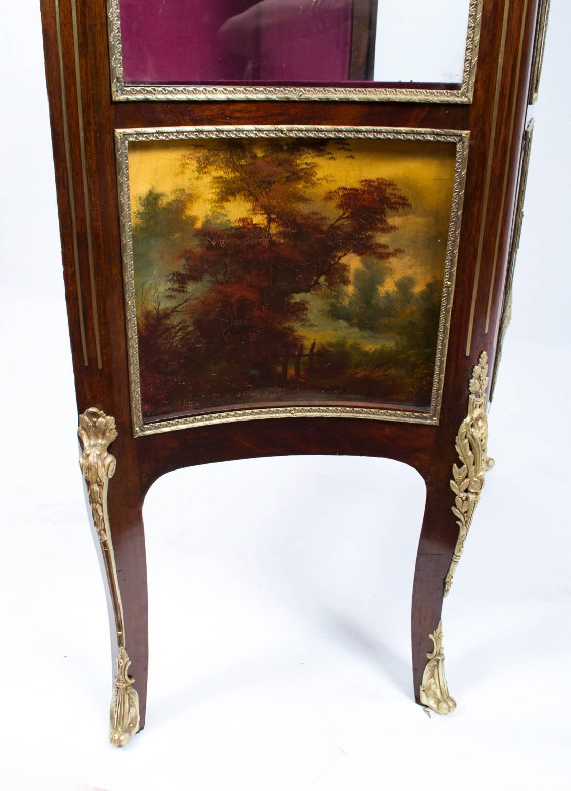 Velvet 19th Century French Vernis Martin Display Cabinet