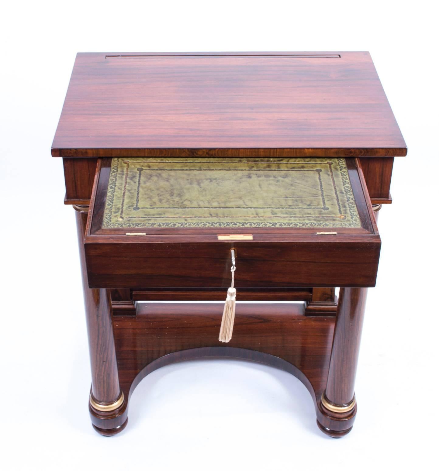 19th Century English Empire Rosewood Console Writing Table In Excellent Condition In London, GB