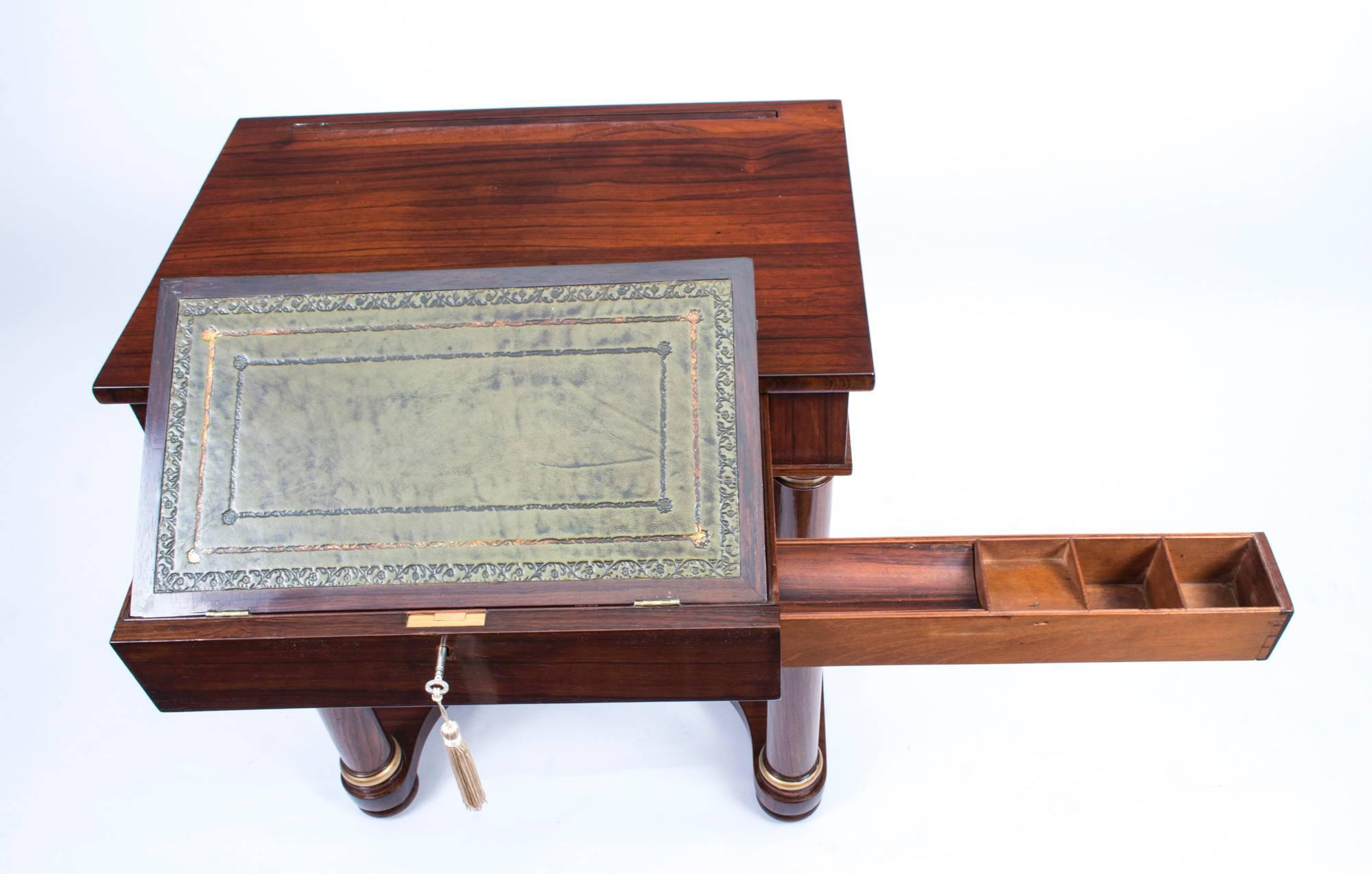 19th Century English Empire Rosewood Console Writing Table 2