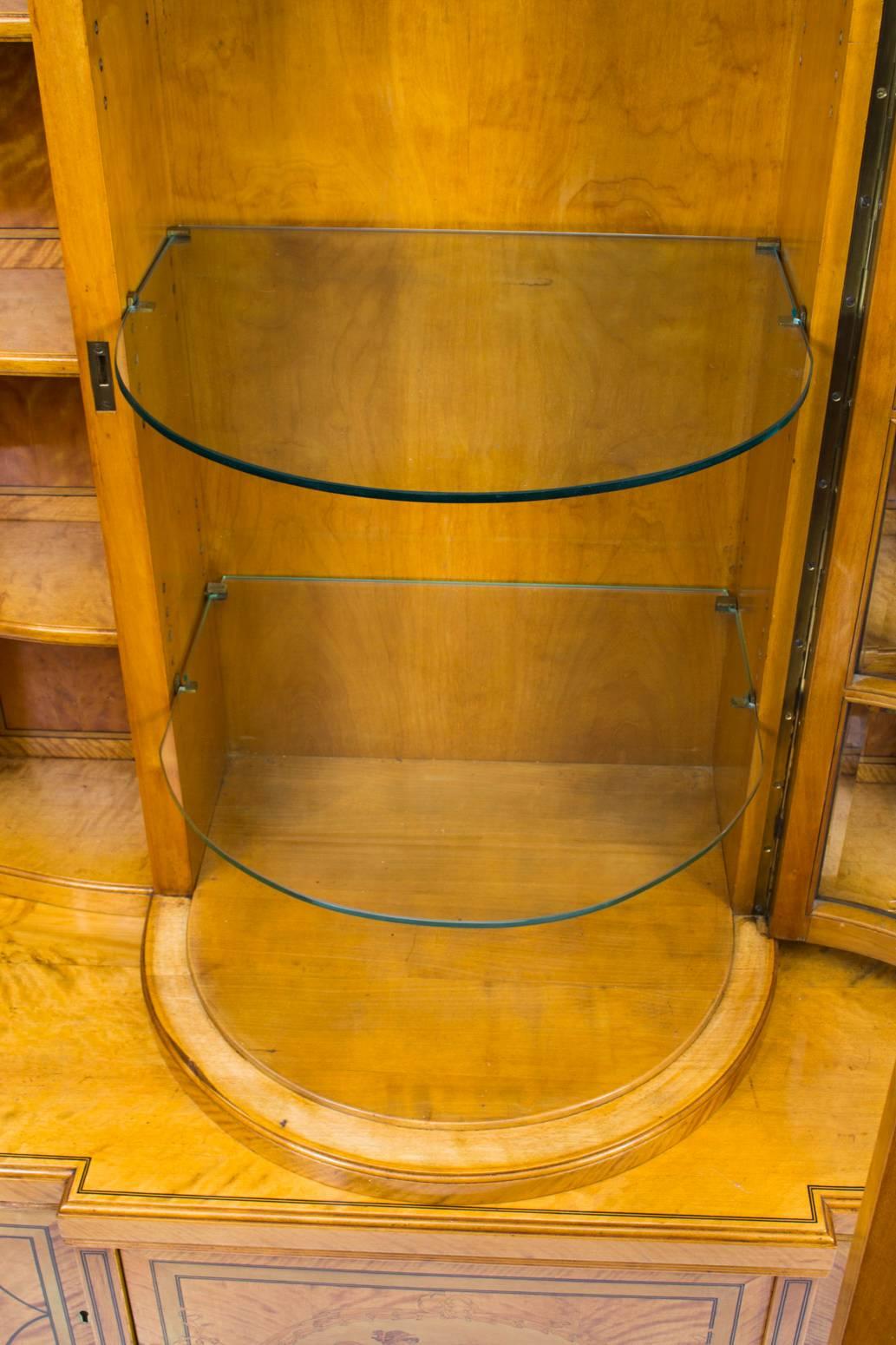 Glass 19th Century Late Victorian Satinwood Display Cabinet