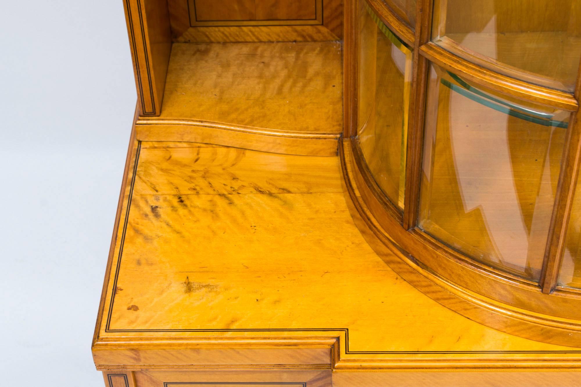 19th Century Late Victorian Satinwood Display Cabinet 2