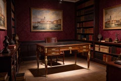 Antique Empire Ormolu Mounted Bureau Plat Desk Writing Table 19th Century
