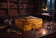 Antique Large Victorian Burr Maple Wood and Burr Walnut Casket 19th Century
