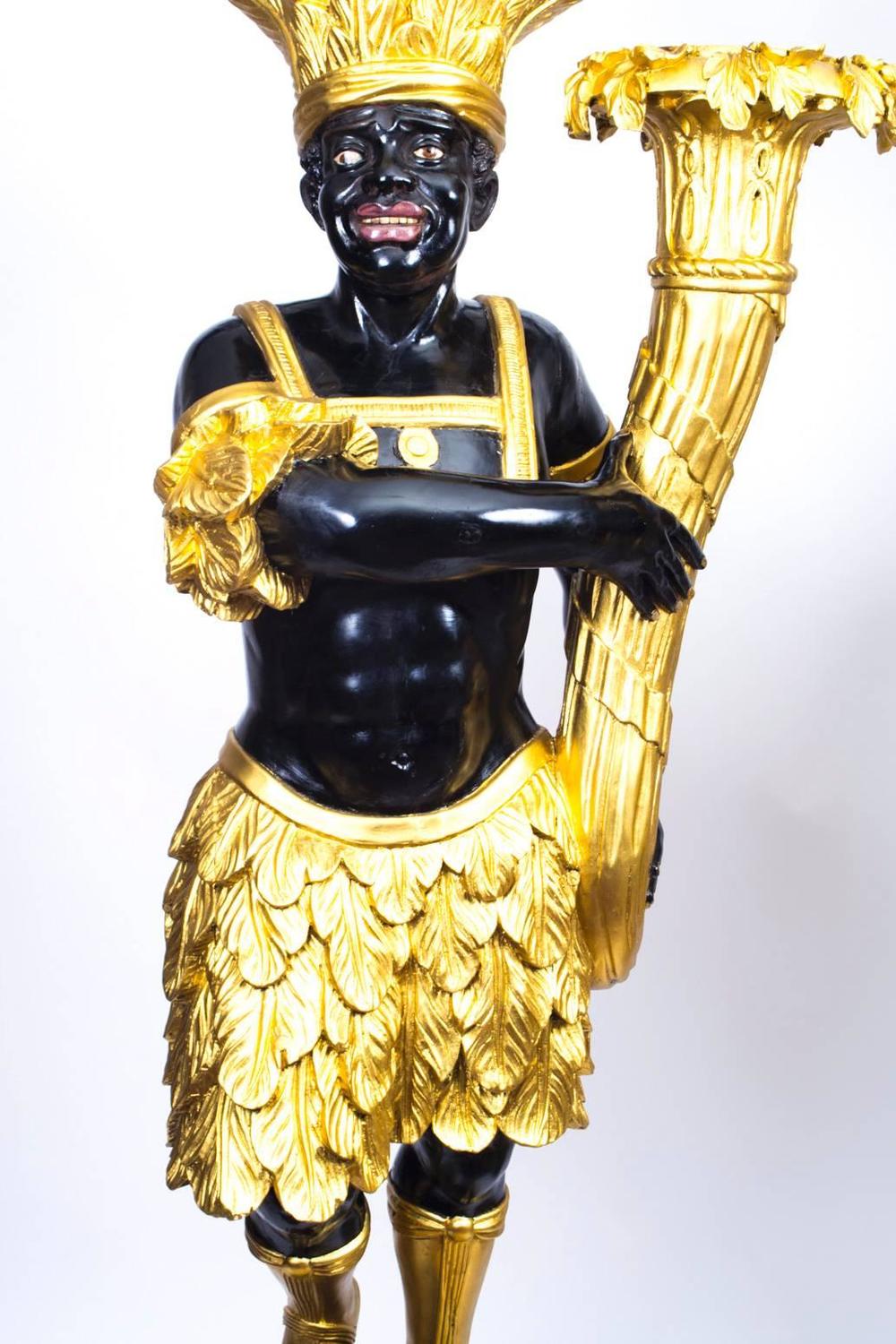 Antique Pair of Giltwood Blackamoor, Late 18th Century For