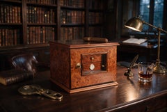 Antique Burr Elm Four Drawer Cigar Humidor Cabinet 20th Century