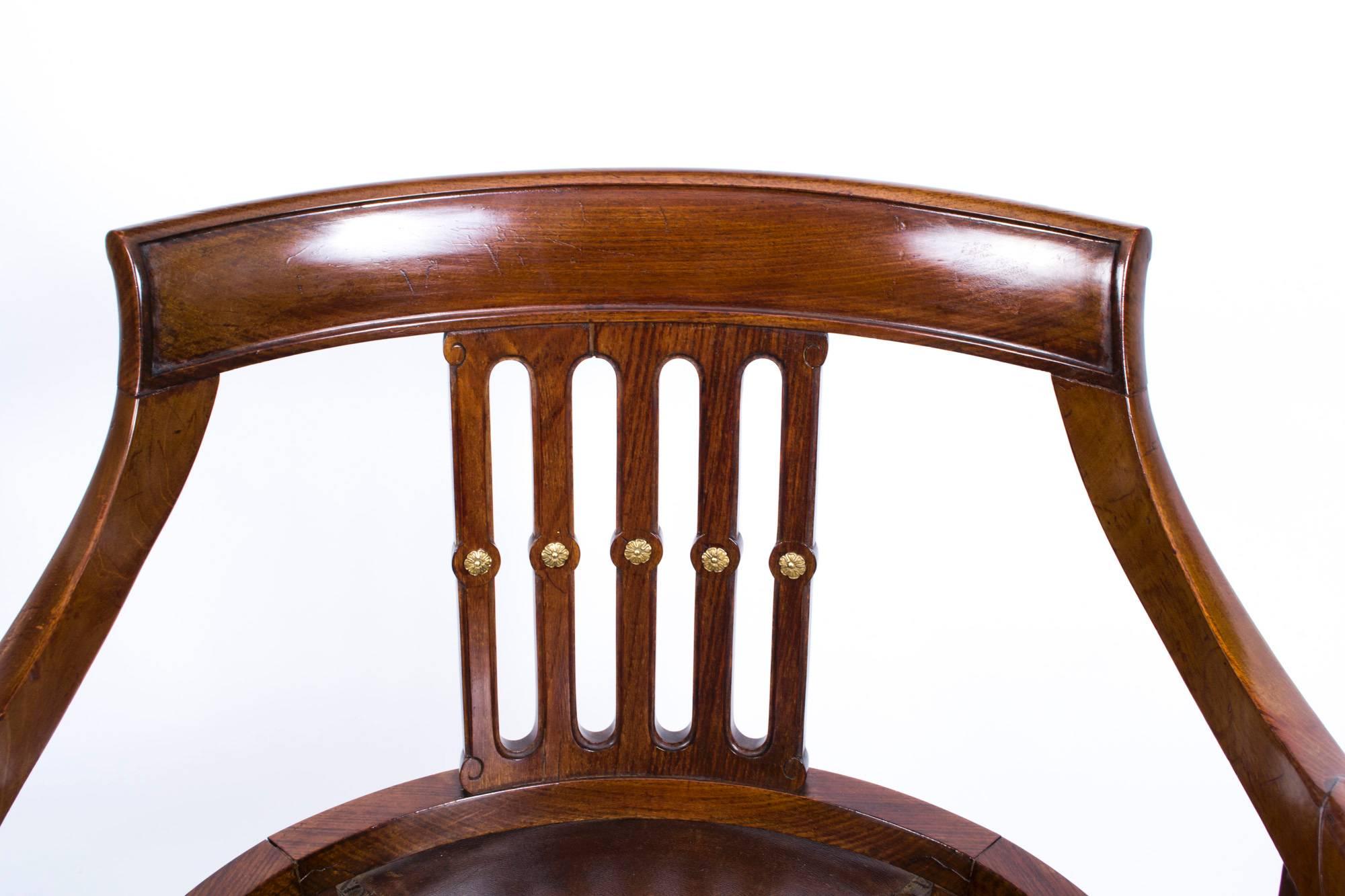 Antique French Empire Revolving Desk Chair, circa 1870 In Excellent Condition In London, GB