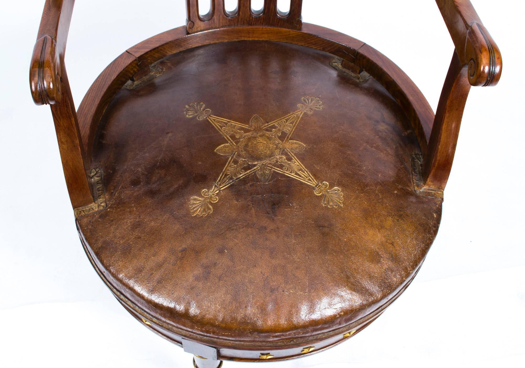 Late 19th Century Antique French Empire Revolving Desk Chair, circa 1870