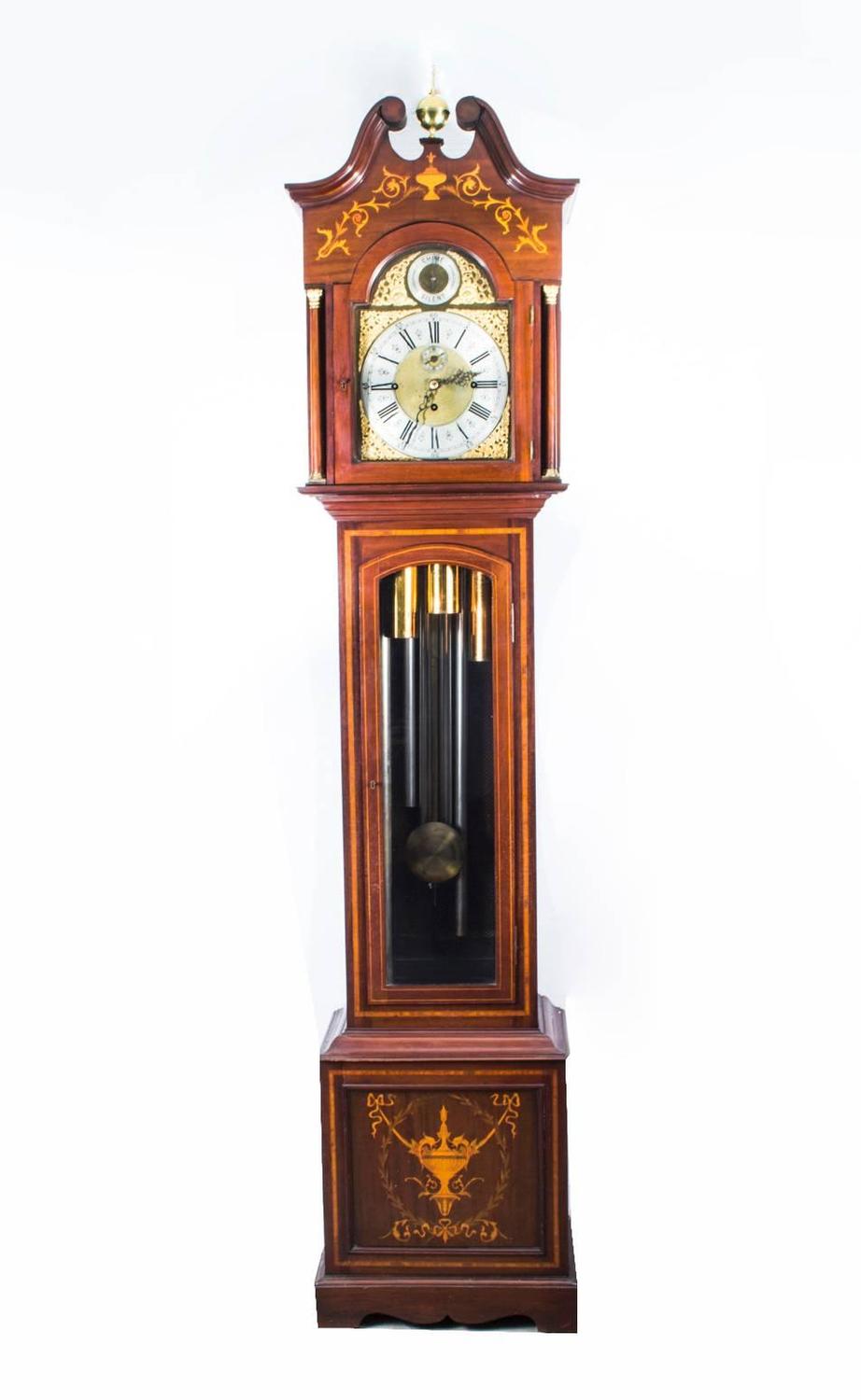 Antique English Nine Tube Musical Longcase Clock, circa 1900 For Sale