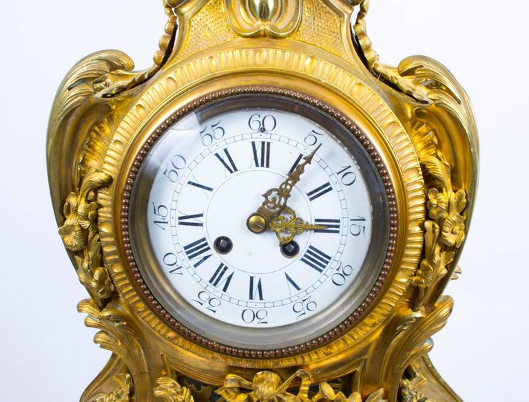 Antique French Gilt Bronze Rococo Mantel Clock, circa 1850 at 1stDibs